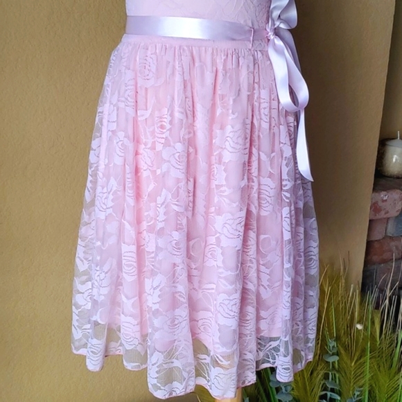 Pink & Violet Pink Lace Overlay Dress GIRLS SIZE: 12 - Picture 5 of 9
